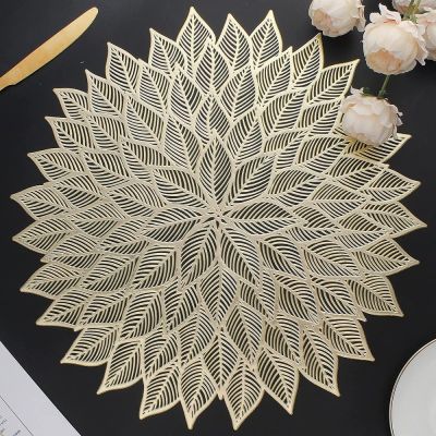 【CC】 Set of 4/6 Placemats Hollow Out Mats for Dining Table Pressed Vinyl