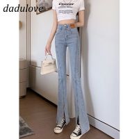 CDO DaDulove New Korean Version of Ins High Waist Slit Jeans WOMENS Thin Wide-leg Micro Flared Pants Large Size Trousers