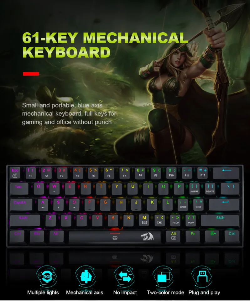 Redragon Keyboard - Dragonborn K630 Mechanical Wired 61 Key