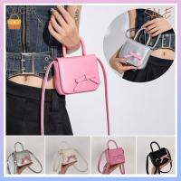 CBT โบว์สำหรับผูก กระเป๋าสี่เหลี่ยมขนาดเล็ก ปมคอนทราสต์ พียู PU กระเป๋า Crossbody แฟชั่นสำหรับผู้หญิง กระเป๋าแบบสะพายไหล่ สาวๆ