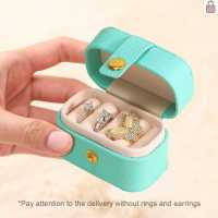 PU Jewelry Packaging Case Leather Mini Earring Ring Holder Travel Portable Necklace Ring Storage Box for Birthday for Valentines Lady Girl Gift