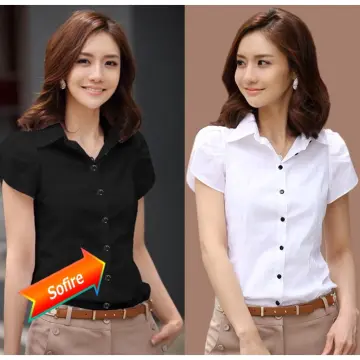 New Style White Collar Shirt Women Office Uniform Casual Tops For