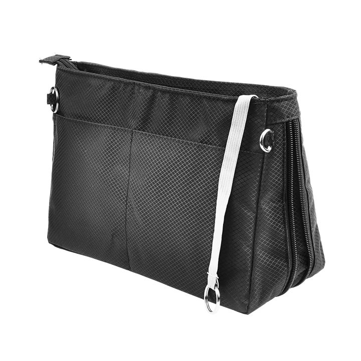 bazlee-ชุดกระชับสัดส่วนแทรกซับในกระเป๋าแบ่งช่องกระเป๋าถือไนลอนแบบขยายได้ถุงในกระเป๋าสีเบจสีเทาขนาดใหญ่