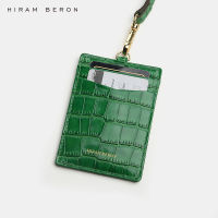 Hiram Beron Custom Name Service Name Tag Card Holder Lanyard Id Holder Retractable Embossed Crocodile Pattern Cow Leather