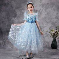 ✵ Halloween New Frozen Elsa Dress Girls Children Temperament Princess Six Day Performance Dress Wholesale