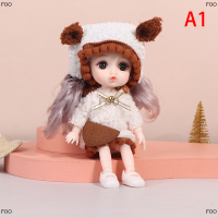 FOO 16ซม.Mini movable Joint Dolls ตุ๊กตาของเล่น DIY พร้อมเสื้อผ้าสำหรับของเล่นเด็กผู้หญิง