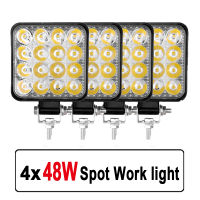 4Pcs Car LED Bar Worklight 48W 12V Offroad Work Light Fog Lamp 4x4 LED Tractor Headlight Bulbs Spotlight for Truck ATV 4 i