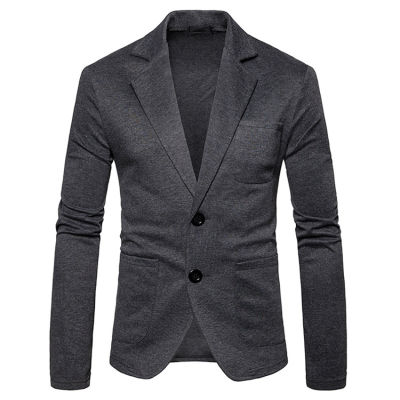 Mens Knitting Suits Blazers 2018 Fashion Casual Slim Fit Single Breasted Two Button Suit Blazer Jacket Men Terno Masculino 2XL