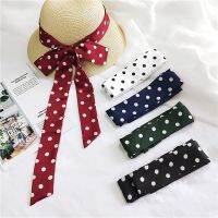 190x4CM Women Skinny Polka Dot Scarf Extra Long Narrow Silk Ribbon Scarfs