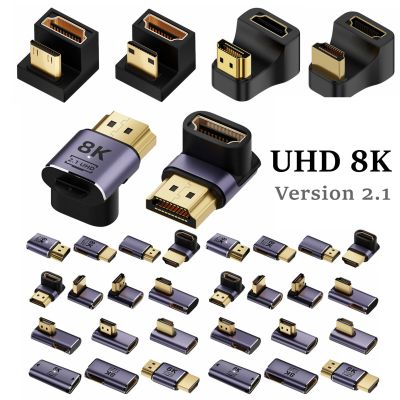 UHD 8K 48Gbps HDMI 2.1อะแดปเตอร์90องศารูปตัวยูตัวผู้ไปยังตัวเมีย Micro HDMI-เข้ากันได้ตัวแปลงสำหรับ HDTV PS4แล็ปท็อป PS5