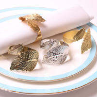 6PCS ผู้ถือผ้าเช็ดปากโบราณแหวนผ้าเช็ดปากทอง Leaf Napkin Buckle สำหรับงานแต่งงานทุกวันใช้บ้านห้องรับประทานอาหารโรงแรมตกแต่งตาราง