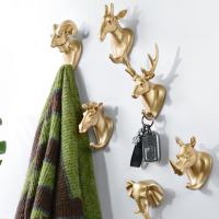 Wall-mounted Puch-free Anti-slip Wall Hook Animal Head Hook Clothes Hat Towel Key Hanger Wall Decoration Picture Hangers Hooks