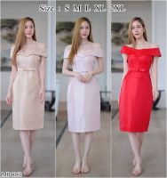 GANNIESHOP(471)พร้อมส่งS-2XL Dress เดรส เดรสสีแดง ชุดสีชมพู เดรสสีทอง เดรสยาว เดรสออกงาน เดรสเปิดไหล่ เดรสแฟชั่น เดรสสาวอวบ เดรสเกาหลี เดรสงานแต่ง