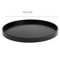 27CM Wooden Round Black Anti-Slip Tea Tray Serving Table For Home Office Ho Restaurant Fast Food Restaurant