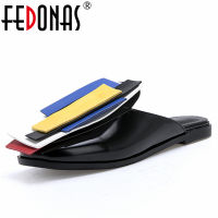 FEDONAS Women Sandals Low Heels Mules Casual Slippers 2022 Spring Summer Fashion Mixed Colors Design Newest Shoes Woman Big Size