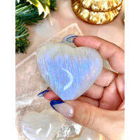 1 Pc Rainbow Moonstone Heart palmstone, SUPER FLASH, High Quality, Natural Crystals,Gifts for her, Home Decor,