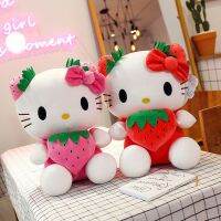 Boneka Mainan ตกแต่งห้องรูปตุ๊กตาผ้ากำมะหยี่น่ารักลายสตรอเบอร์รี่น่ารักตุ๊กตาอะนิเมะ Sanrio Hello Kitty สำหรับของขวัญวันเกิดเด็กหญิง