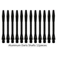 12PCS 45มม. อะลูมิเนียม Dart Shafts 2BA สกรูด้ามลูกดอกอุปกรณ์โผ Sliver สีดำ