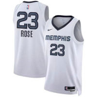 【High Quality】Mens New Original NBA Memphis Grizzlies #23 Derrick Rose Jersey Association Edition White Swingman Heat-pressed