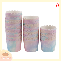 ? LECHU? 50pcs Rainbow Cupcake Liners สำหรับถ้วยอบอบคัพเค้ก