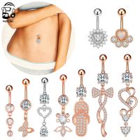 【CW】 1PC Bow-Knot Dangled Belly Piercing Rings Replaceable Bar 1.6x10mm Curved Barbell Navel