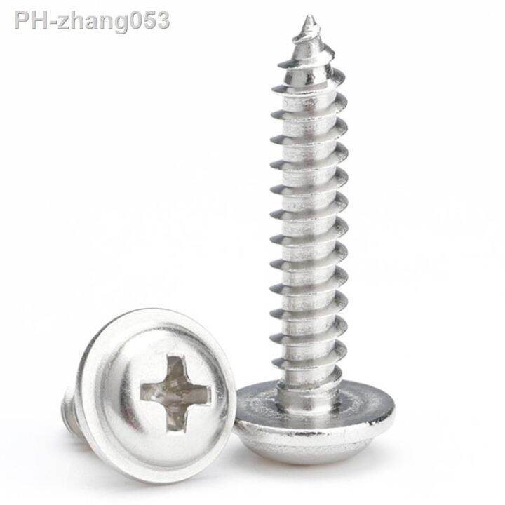 50pcs-lot-stainless-steel-self-tapping-screws-with-washer-and-cross-pwa-phillips-pan-round-head-in-m1-4-m5-sizes