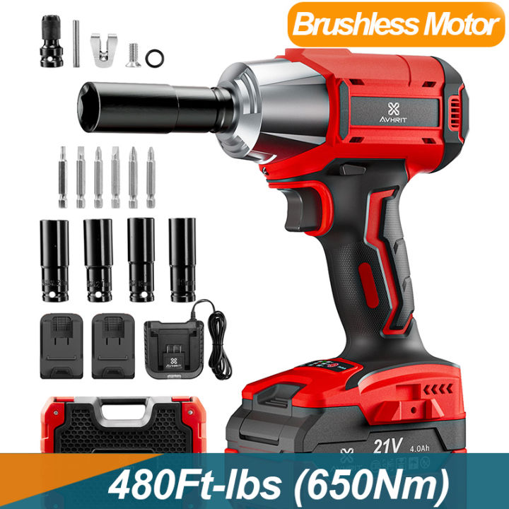 avhrit-ประแจไฟฟ้า-cordless-brushless-impact-electric-wrench-shock-แบบไร้สาย-1-2-นิ้ว-480-ft-lb-650nm-2x-4-0-แบตเตอรี่-2200-รอบต่อนาที-3-ความเร็วปรับได้สำหรับรถยนต์-บ้าน