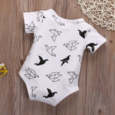 littlekids Baby Girls Boy Origamibirds Print Rompers Jumpsuit Onesie Summer