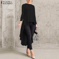 ZANZEA Women Long Sleeve Summer Casual O Neck Loose Blouses