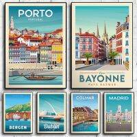 Nordic Vintage ฝรั่งเศส COLLAR Madrid สเปน Travel City พิมพ์โปสเตอร์ Wall Art ภาพวาดผ้าใบภาพของขวัญ Room Home Decor New