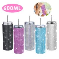 ☃ 600ml Diamond Straw Cups Rhinestone Drinking Bottle Thermal Mugs Water Thermal Bottle Bling Diamonds Water Cups Drink Bottle