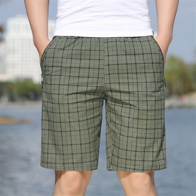 2022 Summer New Men Casual Plaid Shorts Stretch Cotton Loose Mens Fashion Business Short Pants Male Brand Clothes Plus Size 5XL