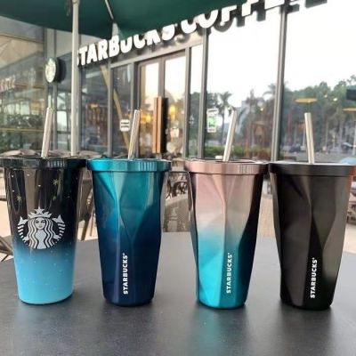 Startbuck ถ้วยสแตนเลสสตีลคลาสสิคขาตั้งกล้อง Starbuck ถ้วยเพชรฝ้าแก้วแบบมีหลอดประกอบโต๊ะถ้วยแก้วกาแฟรถยนต์ถ้วย Starbuck ถ้วย Starbuck