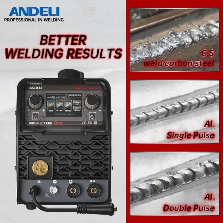 SemiAutomatic Welding Machine ANDELI MIG270P PRO Double Pulsed MIG Welder Professional MIG MAG