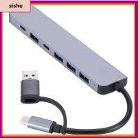 SISHU อะแดปเตอร์ OTG ฮับ USB C การถ่ายโอนข้อมูล Pd ชาร์จไฟ USB Expander อะลูมิเนียมอัลลอยด์ มัลติพอร์ท สถานีท่าเรือ สำหรับ Mobile Phone Tablet แท็บเล็ตโทรศัพท์มือถือ