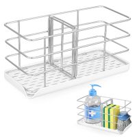 Sink Holder Kitchen Sponge Rackcaddy Dish Organiser Stainless Steel Tray Tidy Soap Drainer Dryingorganizer