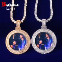 Bubble Letter Custom Photo Necklace Picture Pendant Baguette Charms Men Hip Hop Jewelry Iced Out Free Shipping Items Fashion Chain Necklaces