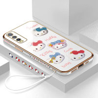 เคสโทรศัพท์สำหรับ Vivo,เคสสำหรับรุ่น Y20 Y20i Y20S Y20SG Y20 2021ลายการ์ตูน Hello Kitty น่ารักดีไซน์แบบขอบสี่เหลี่ยมเคสนิ่ม