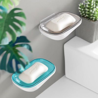 Soap Holder Drain Wall Mounted Soap Sponge Holder Storage Rack Bathroom Organizer Soap Draining Holder Kitchen Hanging Soap Box Soap Dishes