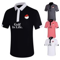 Malban GOLF Mens Short-Sleeved Top Summer Casual Sports Color Matching Lapel T-Shirt Breathable Quick-Drying Clothing T2384