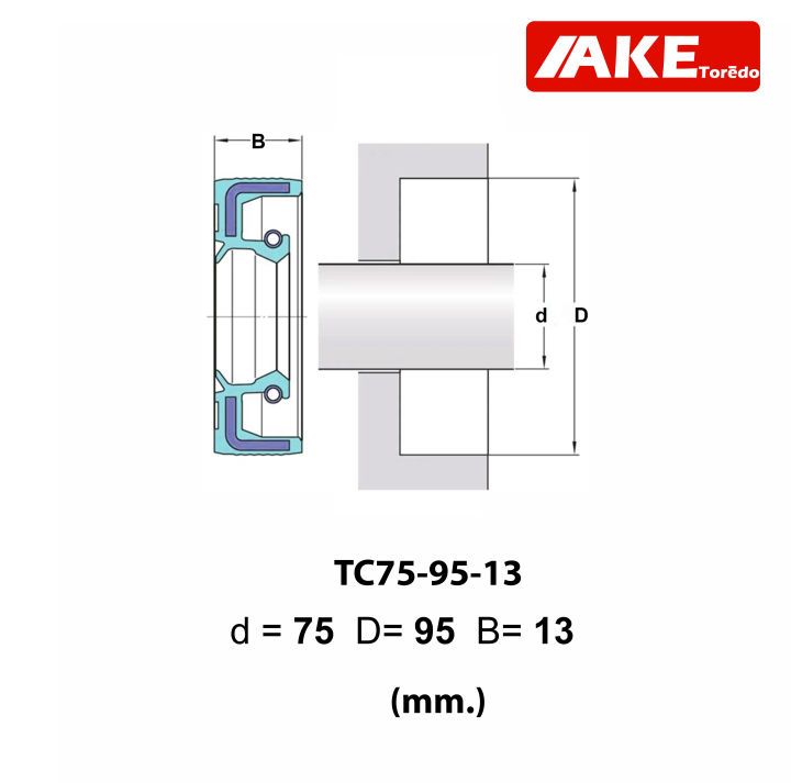 tc75-95-13-oil-seal-tc-ออยซีล-ซีลยาง-ซีลกันน้ำมัน-ขนาดรูใน-75-มิลลิเมตร-tc-75-95-13-โดยake