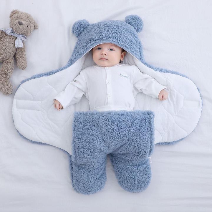 bm-ผ้าห่มห่อทารกแรกเกิดหนา3-6เดือนแพ็คชุดเครื่องนอนทารกถืออุปกรณ์ป้องกันการตกใจห่อทารกฤดูใบไม้ร่วงและฤดูหนาว0