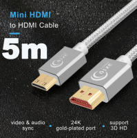 สาย Mini HDMI to HDMI Cable High Speed 3D 1080P for Camera Monitor Projector Notebook MP4 Mini สายถัก สีเทา 5M