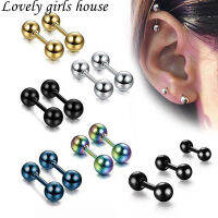 【♡Lovely girls house♡】5ชิ้นแถบเกลียว Tragus 4มม. ต่างหูสตั๊ดแหวนบาร์เบลสเตนเลสสตีลทรงกลมสำหรับผู้หญิงอัญมณีประดับร่างกายเจาะกระดูกอ่อนหู