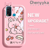 เคส Chenyyka สำหรับ VIVO Y30 Y30i Y50เคสลายการ์ตูนกระต่ายเชอร์รี่สร้างสรรค์สีสันสดใสน่ารักเลนส์กล้องถ่ายรูปแบบนิ่มมอนสเตอร์ตัวน้อยซิลิโคนเคสโปร่งใสกันกระแทกแบบใสง่ายป้องกัน