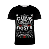 Quality] 3d Printing Mens [high Rock G-un And Rose T-shirt Fashion Versatile