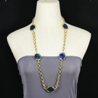 ♧♧◈  GG Jewelry 34  Lazuli With Gold Plated Electroplated Fashion Chain Necklace