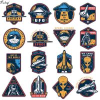 Space Aline Patch Iron On Transfers For Clothing Spacecraft UFO Thermo Stickers On Clothes For Kids Stickers Heat Transfer DIY