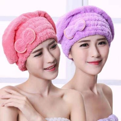 hotx 【cw】 Microfiber Shower Cap Hats for Dry Hair Drying Soft Turban Accessories