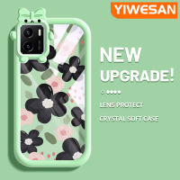 YIWESAN เคสสำหรับ VIVO Y15s เคส Y01 Y15a ลายการ์ตูนดอกไม้แฟชั่นเคสโปร่งใสกันกระแทกซิลิโคนนิ่มเคสป้องกันเลนส์กล้องถ่ายรูปลายสัตว์ประหลาดน้อยสีสันสดใส